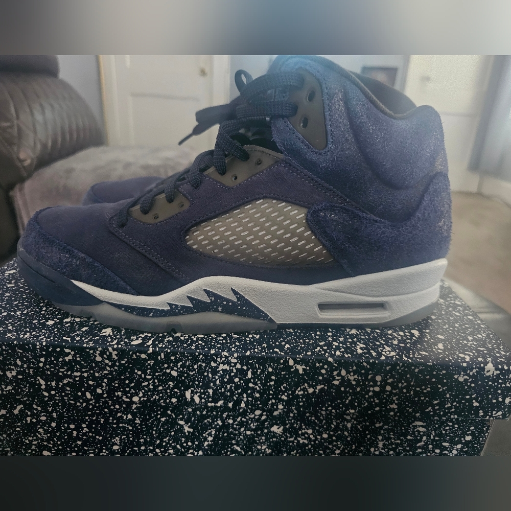 Air Jordan 5 Retro SE Navy Blue High-Top Sneakers Excellent Condition Box Includ